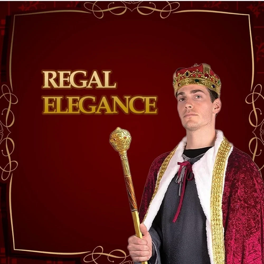 NWT King Costume for Men and Women - Kings Red Cape Royal Costume Queen Robe